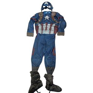 Rubie's Captain America Kids S 6-8 Deluxe Costume Blue Padded One Piece w Mask